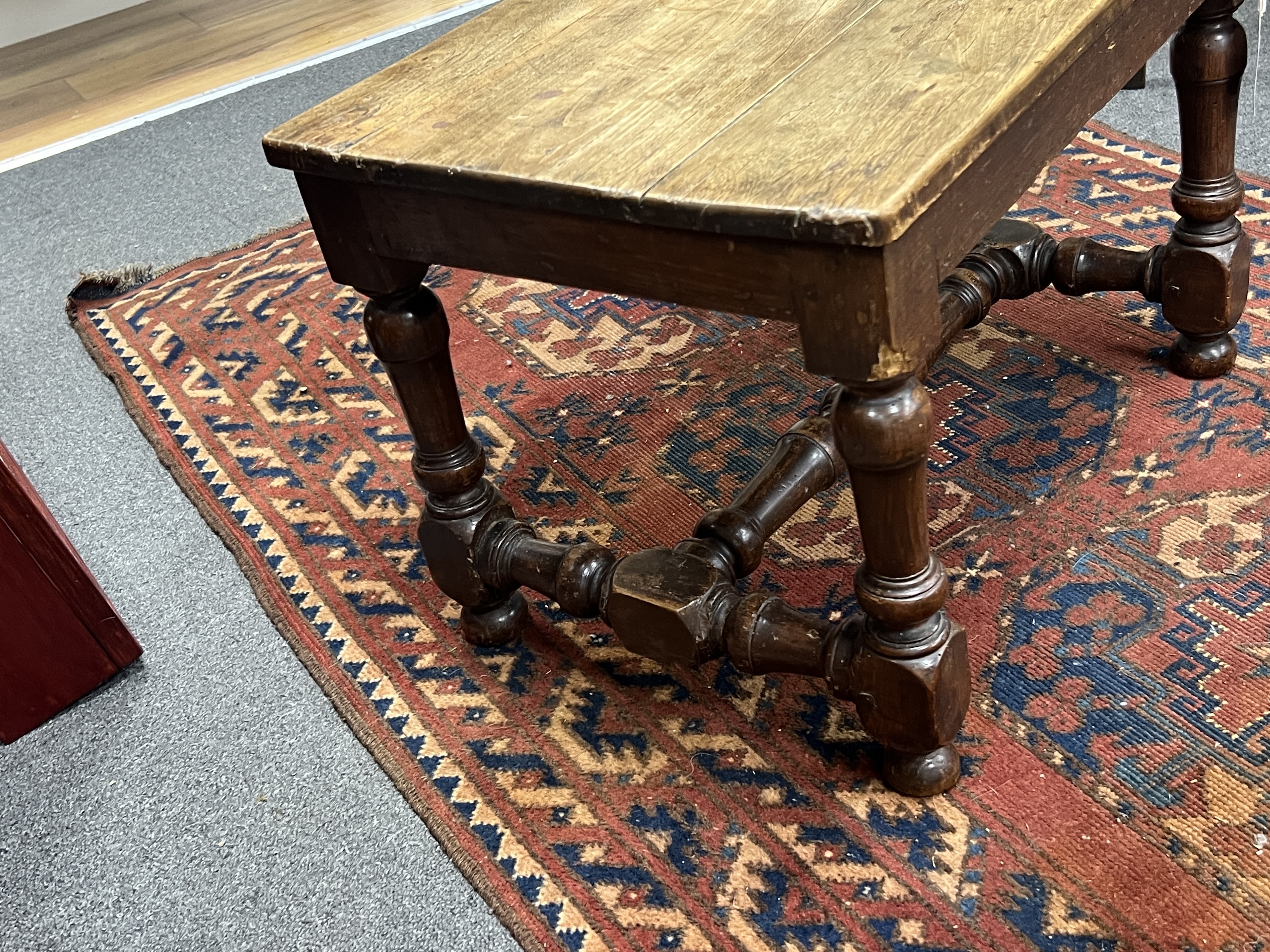 An oak joint stool, width 50cm, depth 36cm, height 35cm